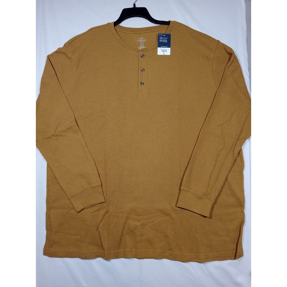 St John's Bay  Men's  Thermal Henley 4XLT Supersoft Buckhorn Brown Waffle Knit